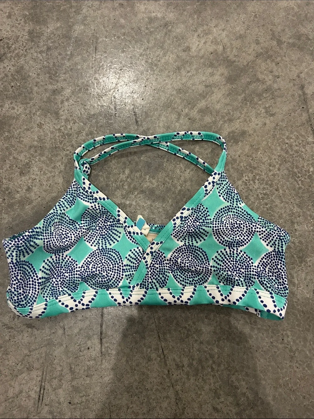 Cabana Life Girls Blue & Teal Patterned Swim Bikini Tops
